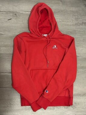 Champion Red Hoodie Pullover Mens Small